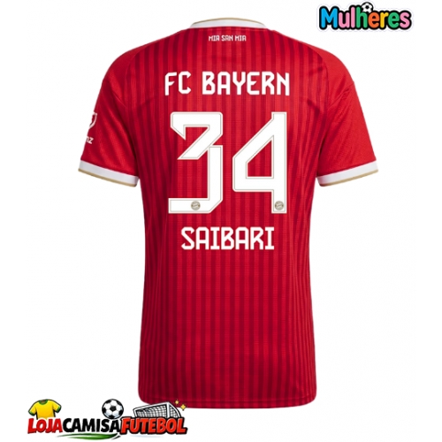 Camisa de Futebol Bayern Munich Ismael Saibari #34 Equipamento Principal Mulheres 2026-27 Manga Curta